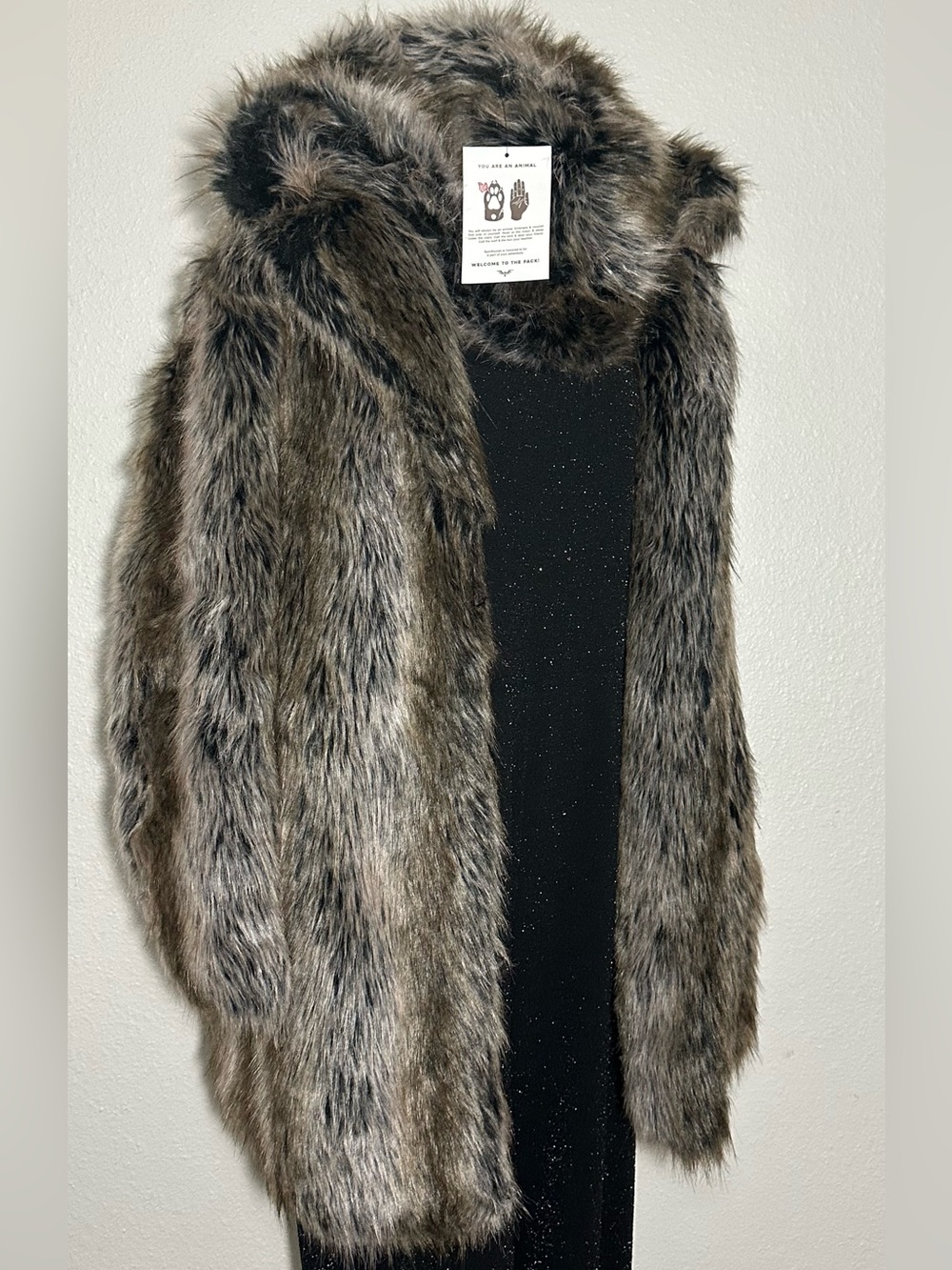 SpiritHoods Women's Faux Fur Coat in Brown and Black Tones